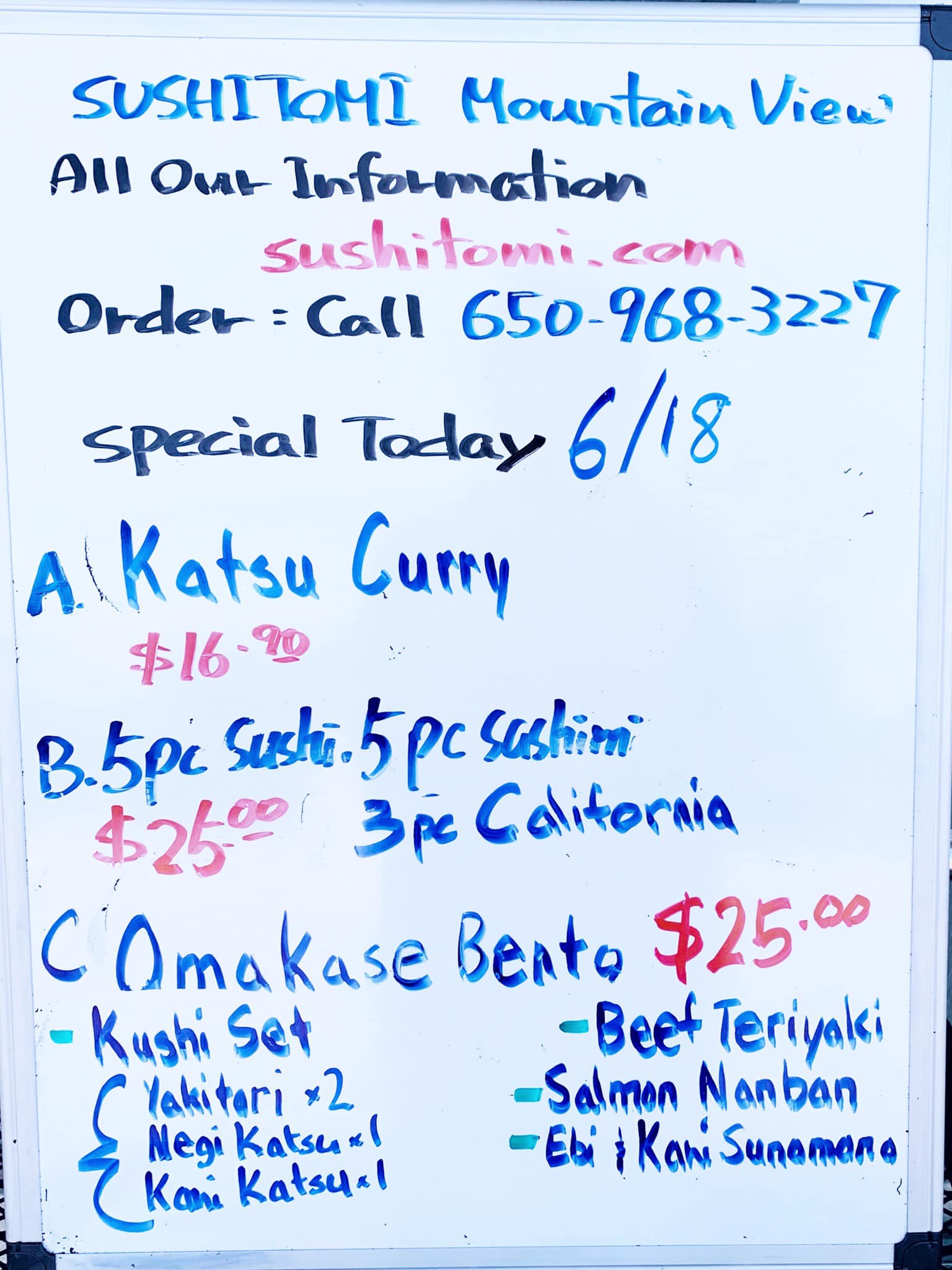 Sushi Tomi 635 W Dana St, Mountain View