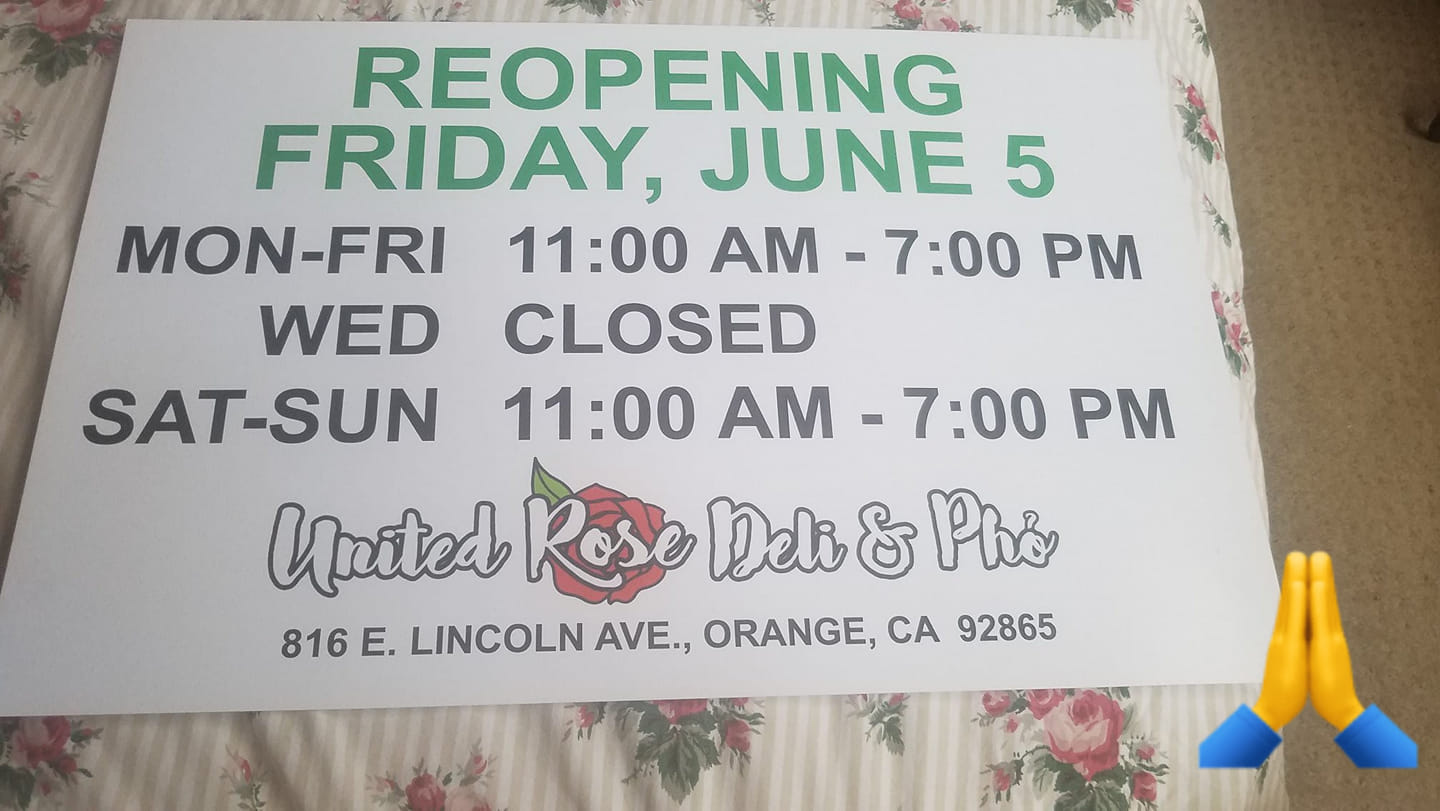 United Rose Deli And Pho 816 E Lincoln Ave, Orange