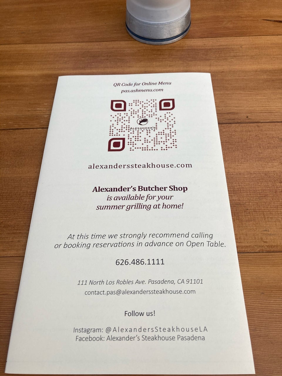 Alexander's Steakhouse 111 N Los Robles Ave, Pasadena