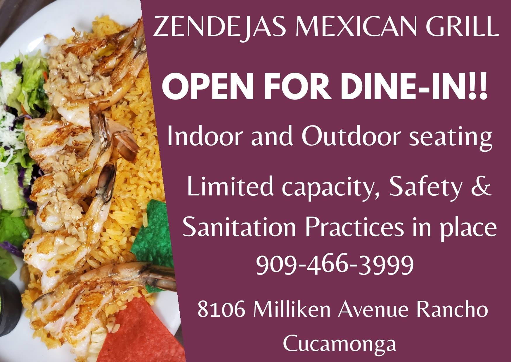 Zendejas Mexican Grill 8106 Milliken Ave, Rancho Cucamonga