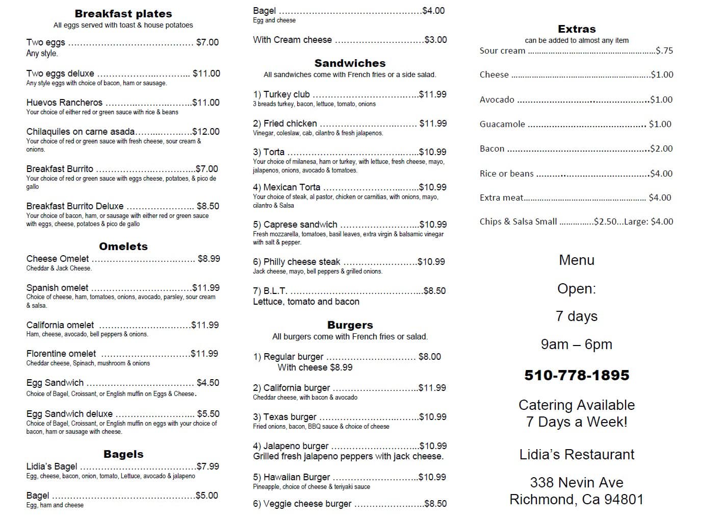 Lidia’s Restaurant 338 Nevin Ave, Richmond