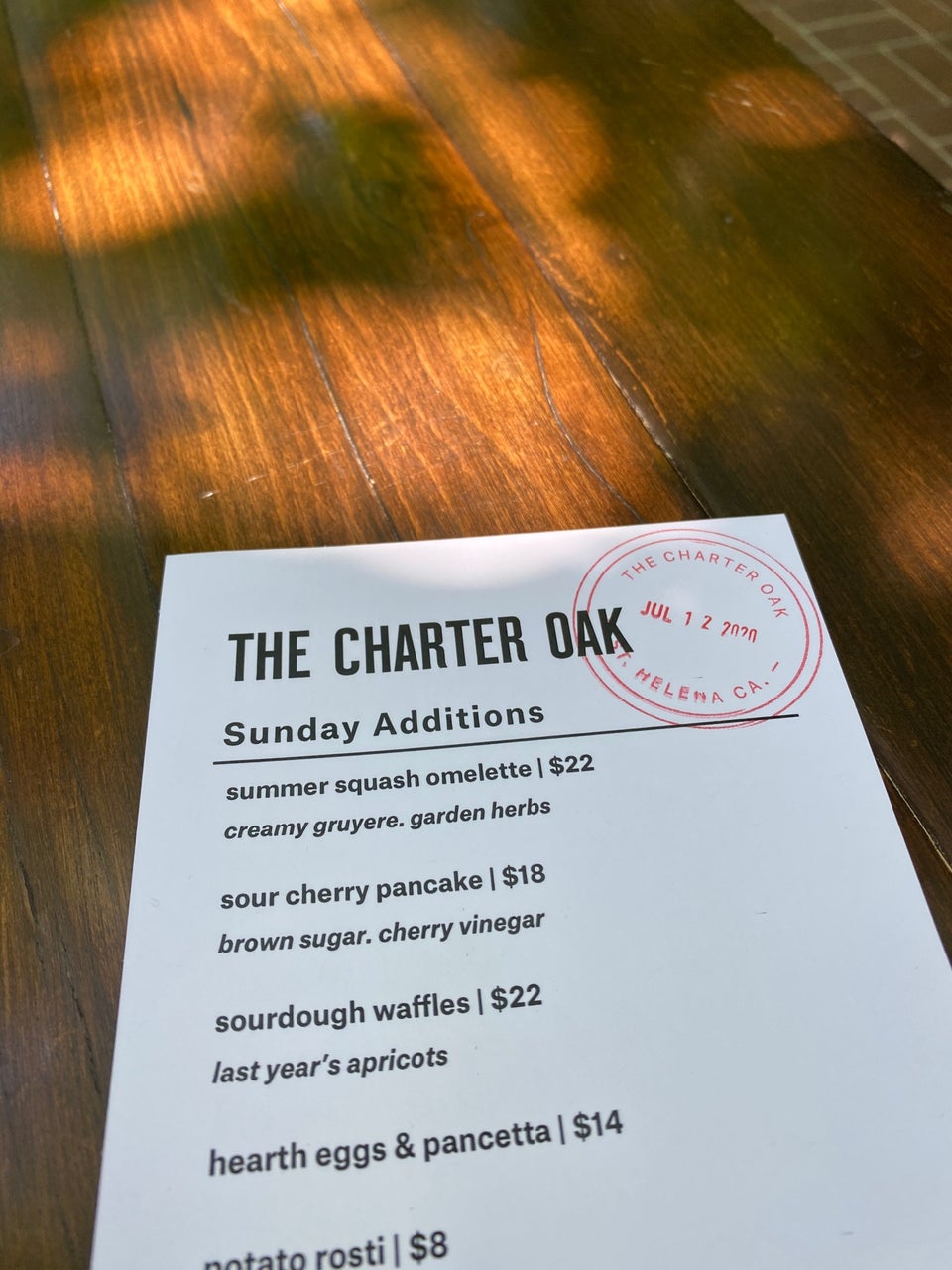The Charter Oak Restaurant 1050 Charter Oak Ave, St Helena