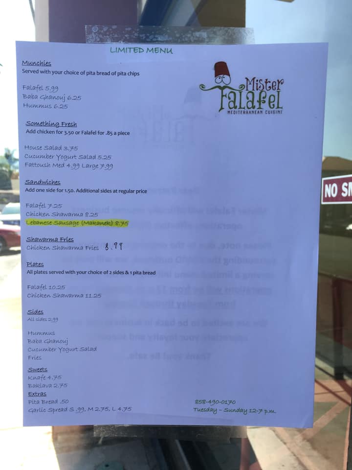 Mister Falafel Mediterranean Cuisine 4461 Clairemont Mesa Blvd, San Diego