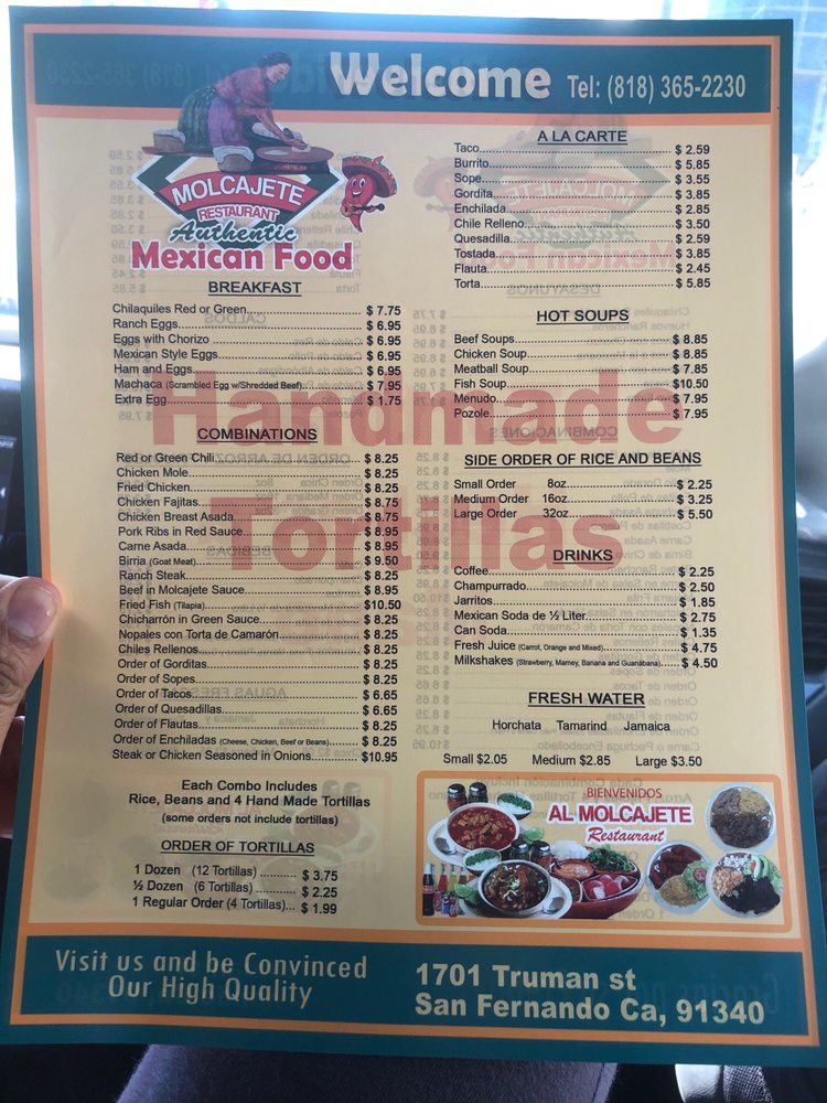 Molcajete Restaurant Authentic Mexican Food 1701 Truman St., San Fernando