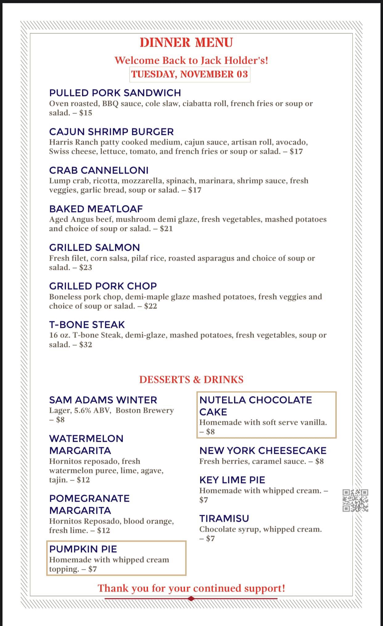 Jack Holders Restaurant & Bar 3153 Meridian Ave #20, San Jose