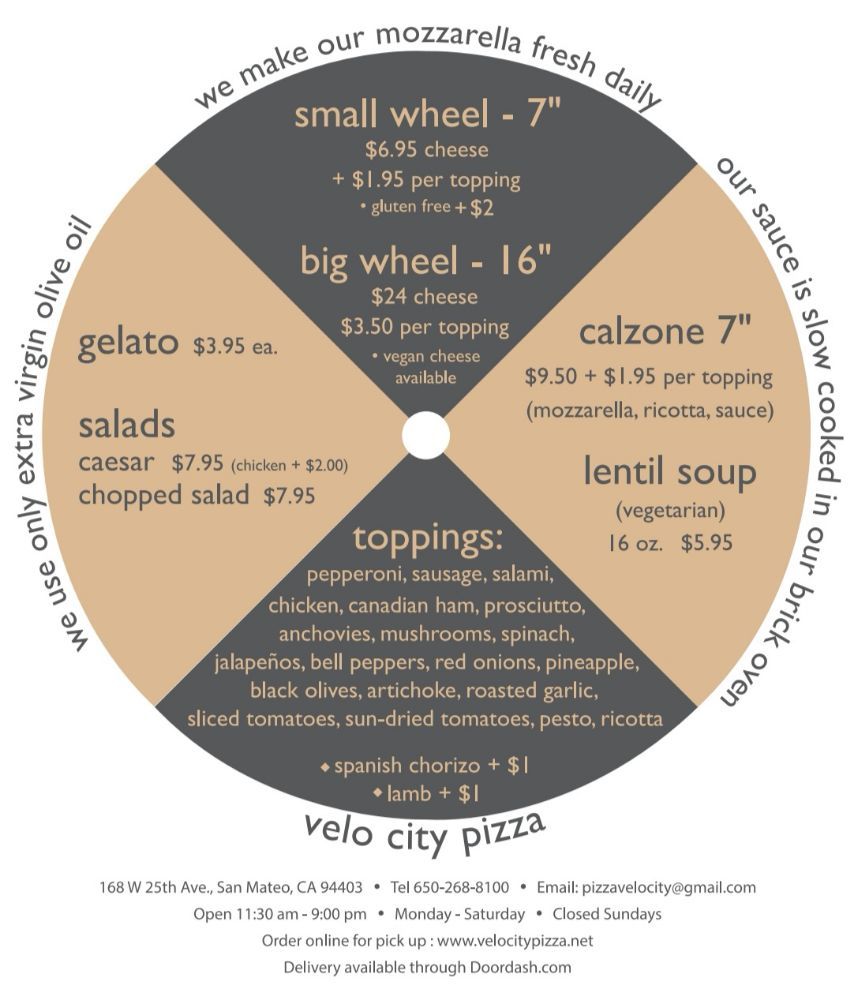 Velo City Pizza 168 W 25th Ave, San Mateo