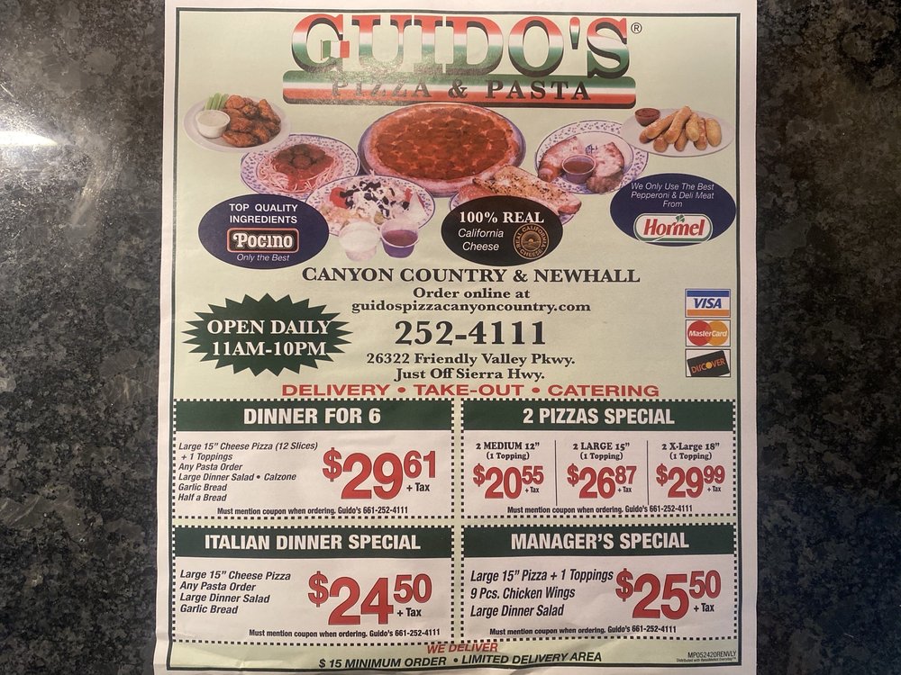 Guido's Pizza & pasta 26322 Friendly Valley Pkwy, Santa Clarita