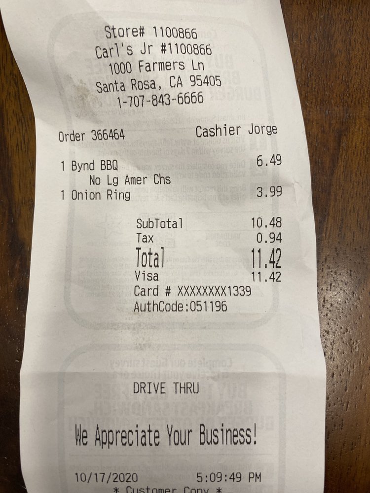 Carl's Jr. 1000 Farmers Ln, Santa Rosa