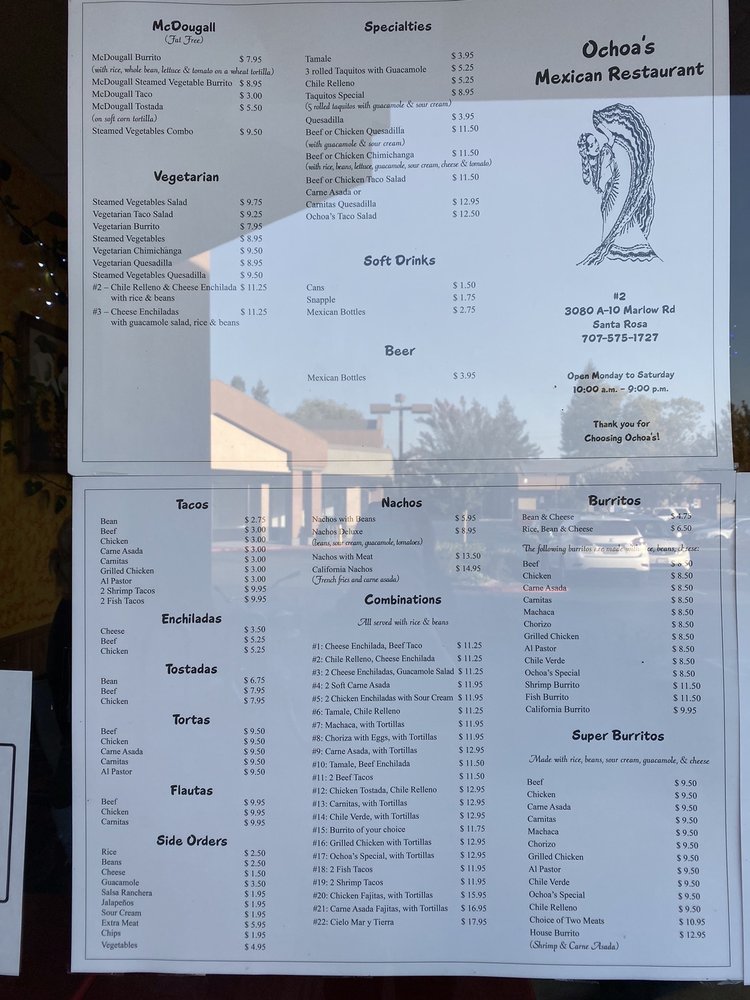 Ochoa's Mexican Restaurant 3080 Marlow Rd # 810, Santa Rosa