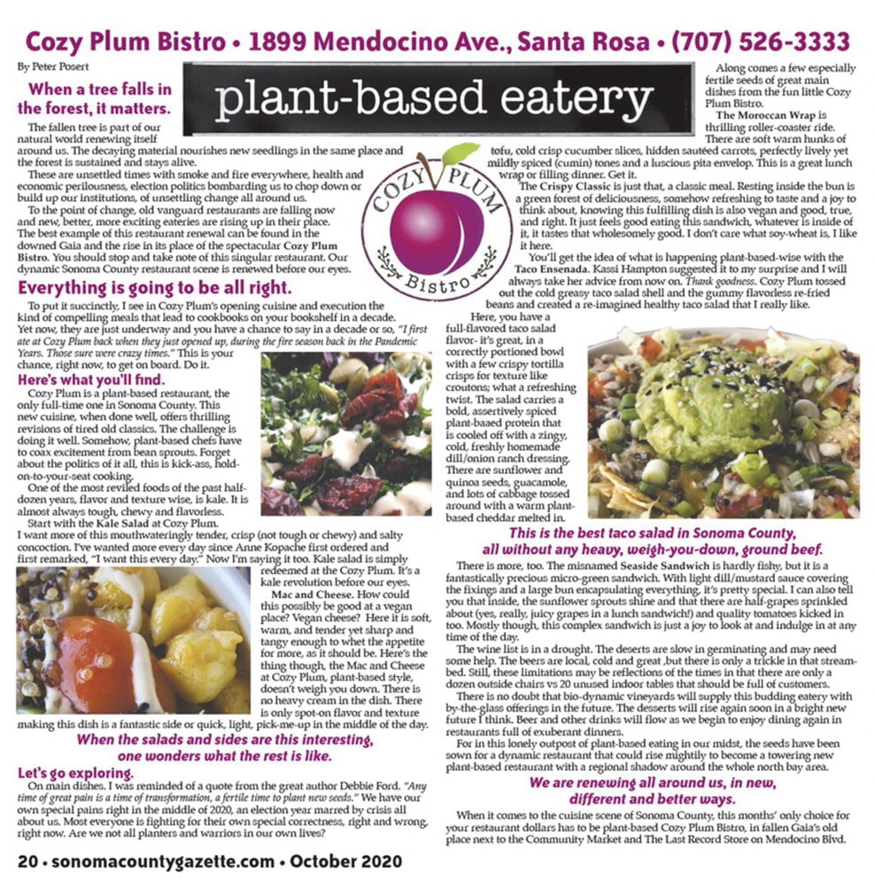 Cozy Plum Bistro 1899 Mendocino Ave Suite B, Santa Rosa