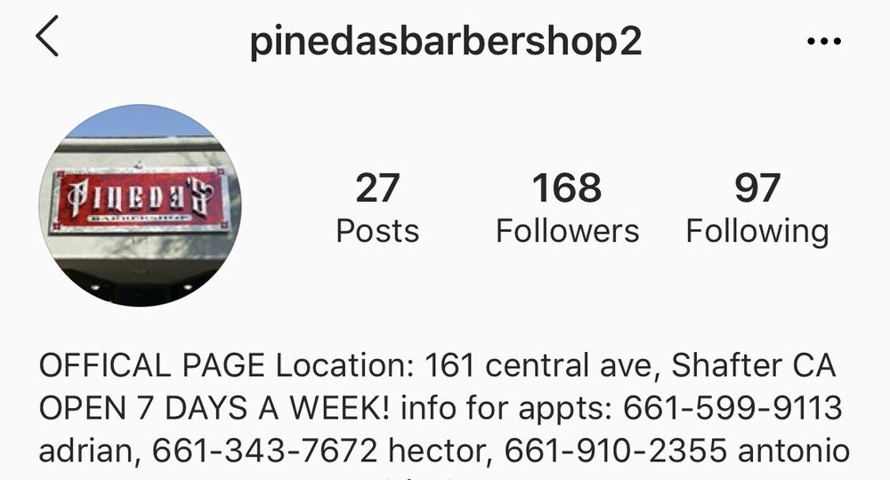 Pineda's Barbershop 161 Central Ave, Shafter California 93263
