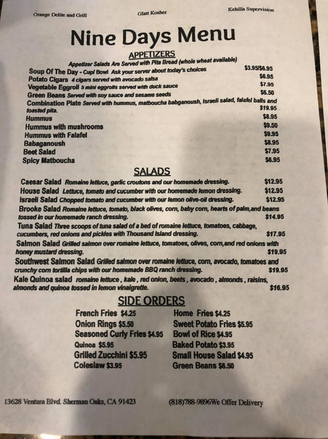 Orange Delite & Grill 13628 Ventura Blvd, Sherman Oaks