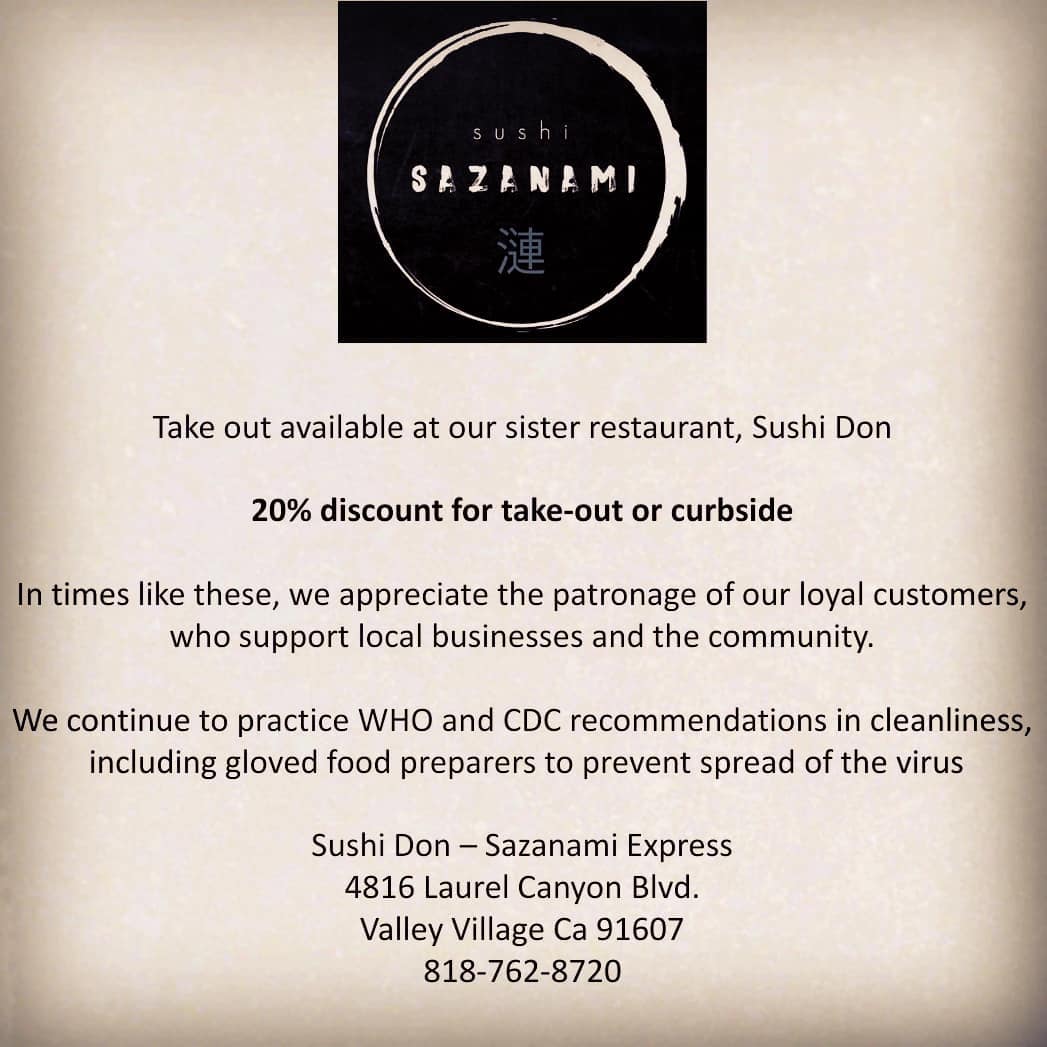Sushi Sazanami 12918 Riverside Dr, Sherman Oaks