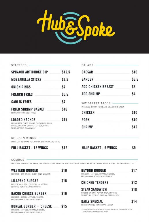 THE HUB & SPOKE Menu
