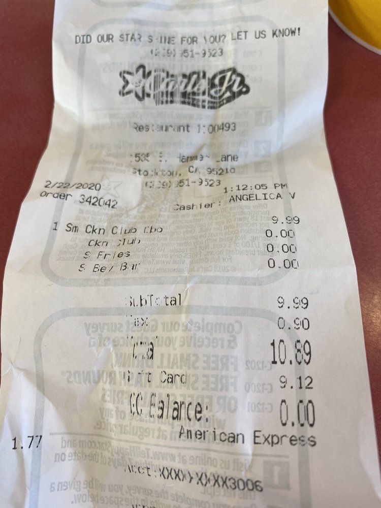Carl's Jr. 1535 E Hammer Ln, Stockton