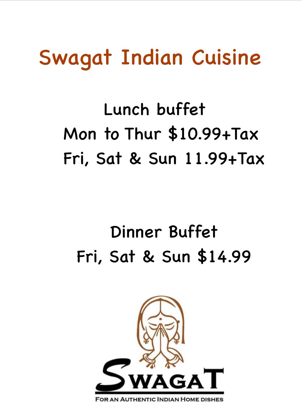Swagat Indian Cuisine 2233 Grand Canal Blvd #205, Stockton