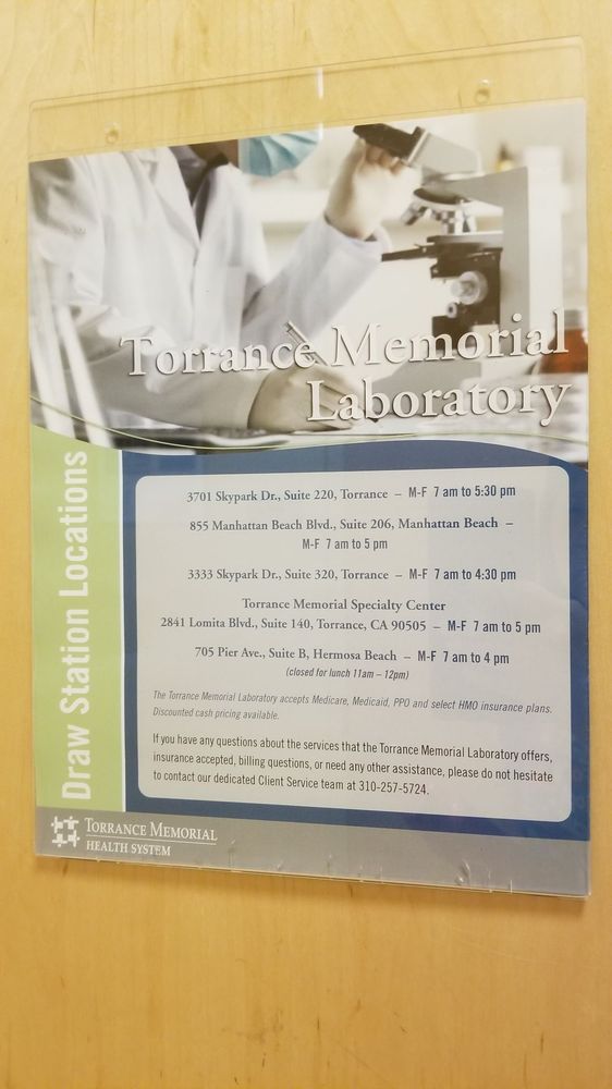 TORRANCE MEMORIAL LABORATORY DRAW STATION Torrance CA Hours