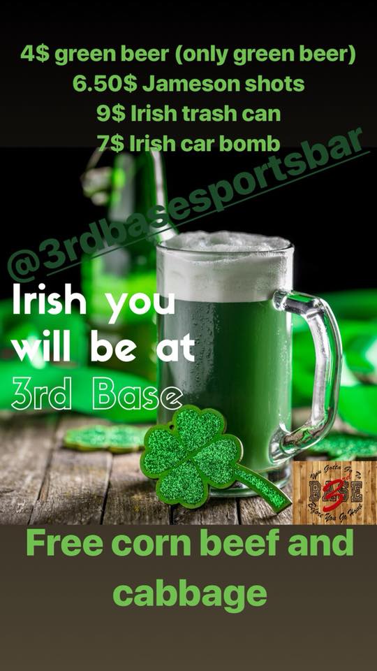 3rd Base Sports Bar Menu