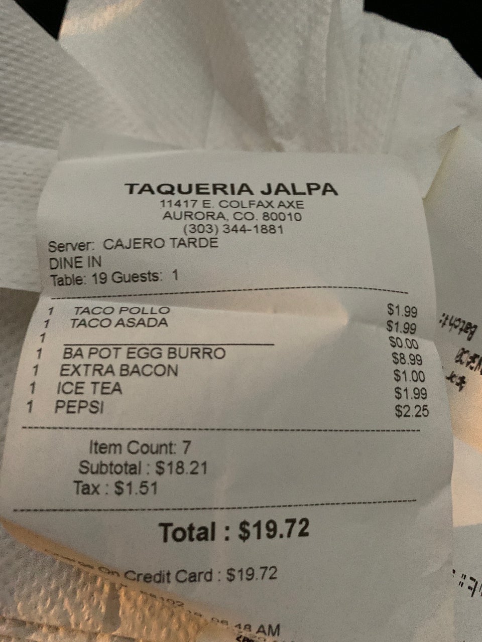 Tacos Jalpa Menu