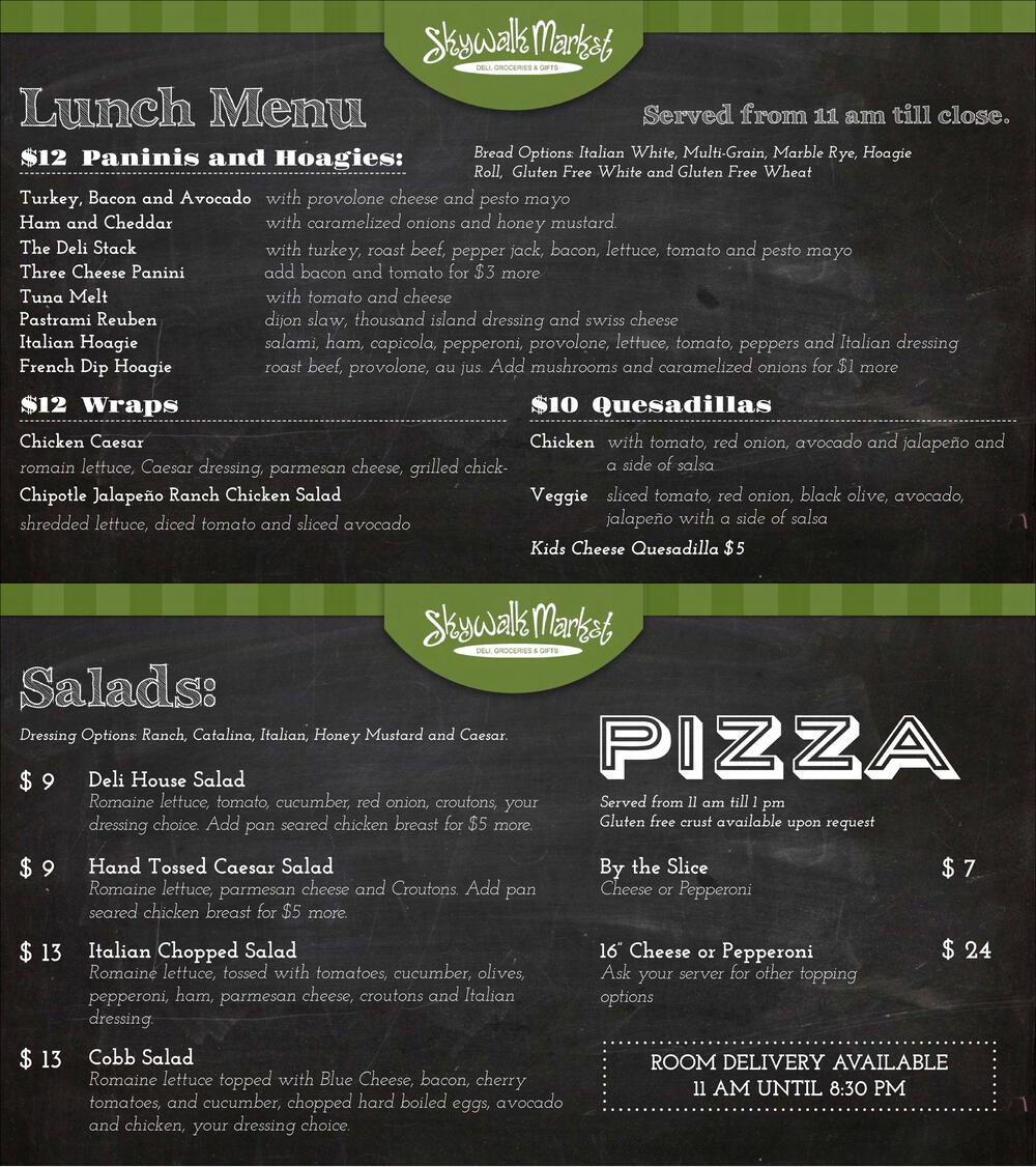 Skywalk Deli & Market Menu