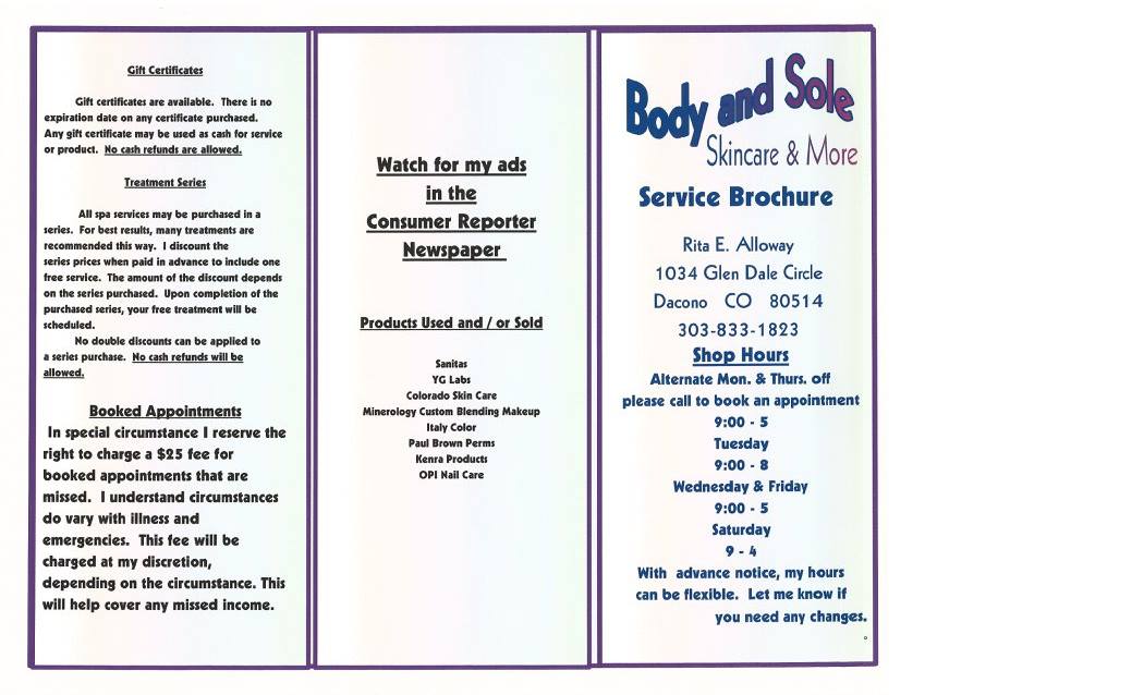 Body and Sole Skin Care & More 1034 Glen Dale Cir, Dacono Colorado 80514