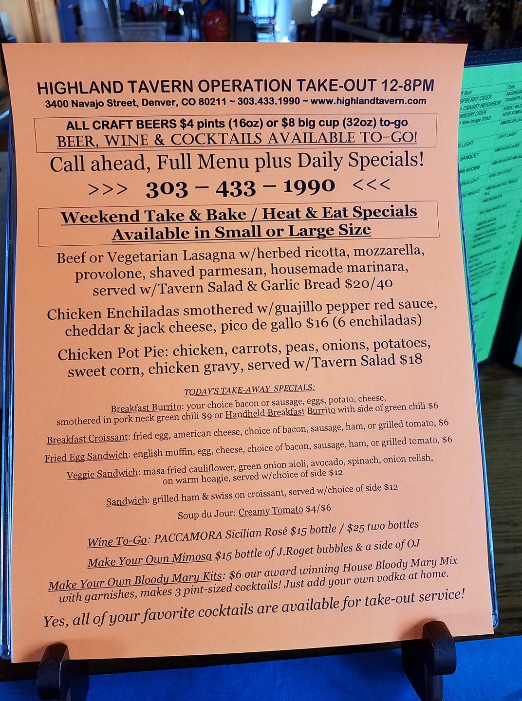 Highland Tavern 3400 Navajo St, Denver