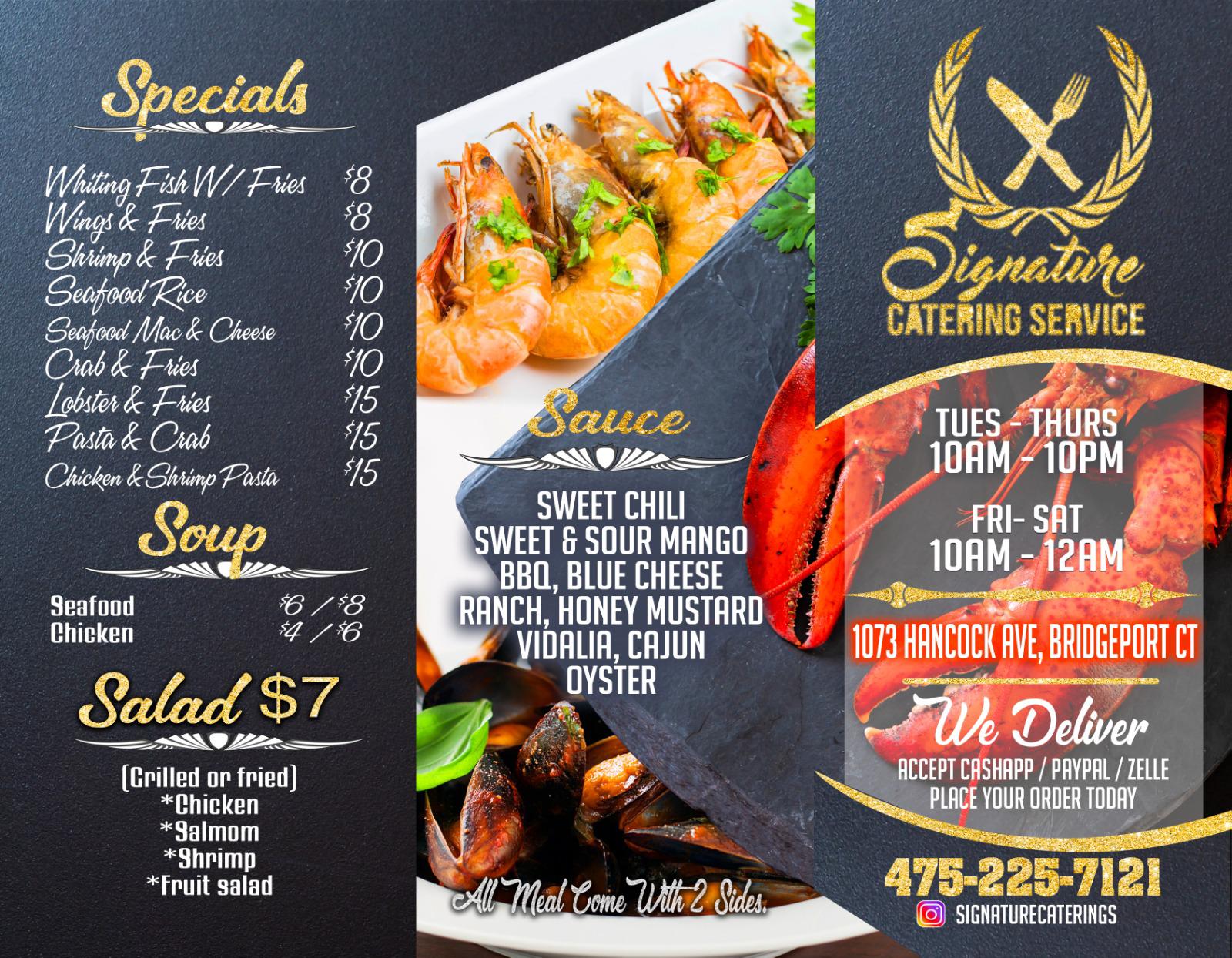 Signature Catering services Menu