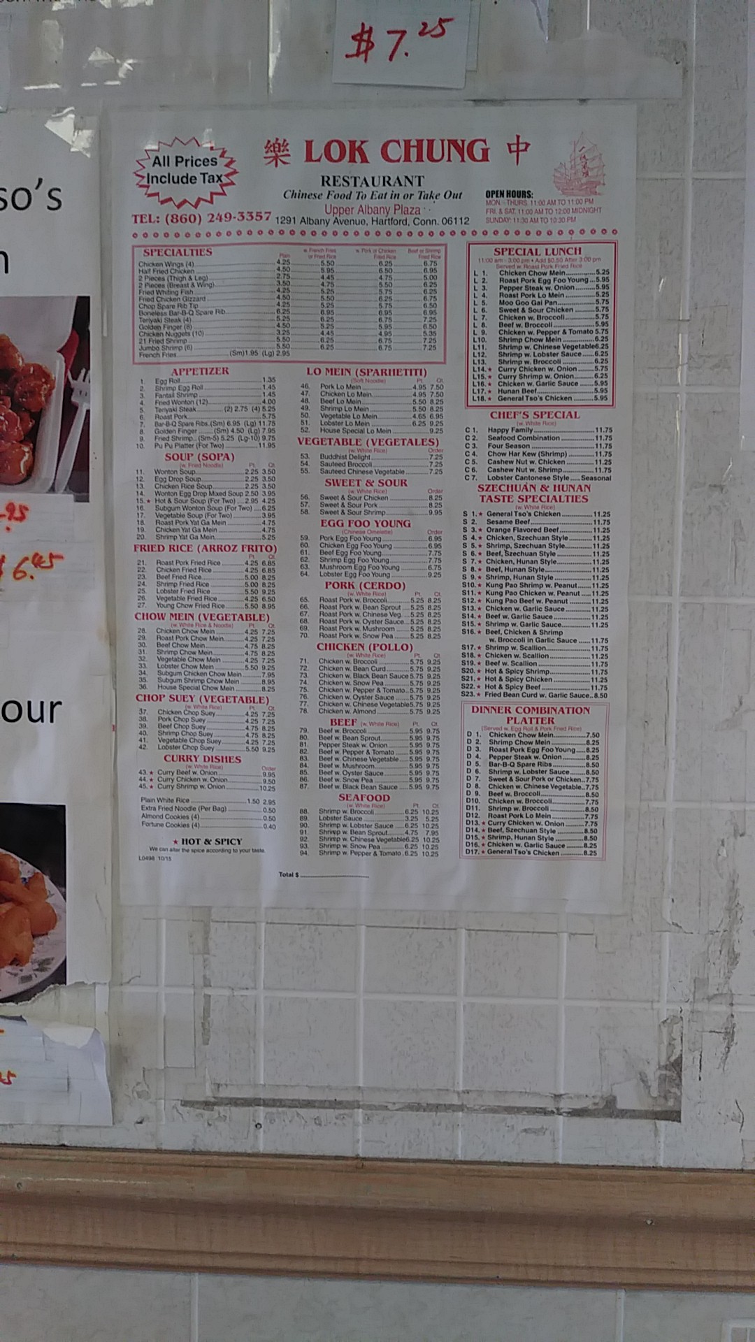 Lok Chung Chinese Restaurant Menu