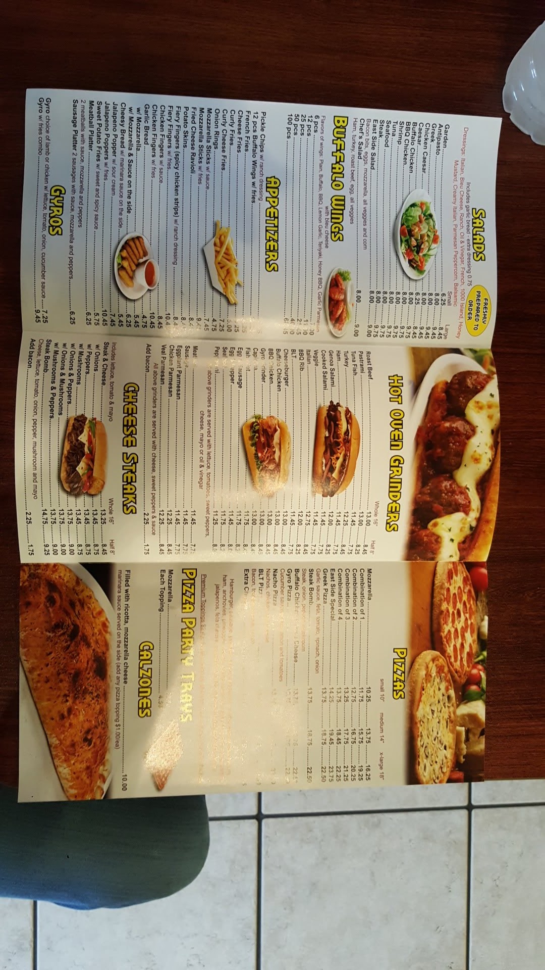 East Side Pizza Menu
