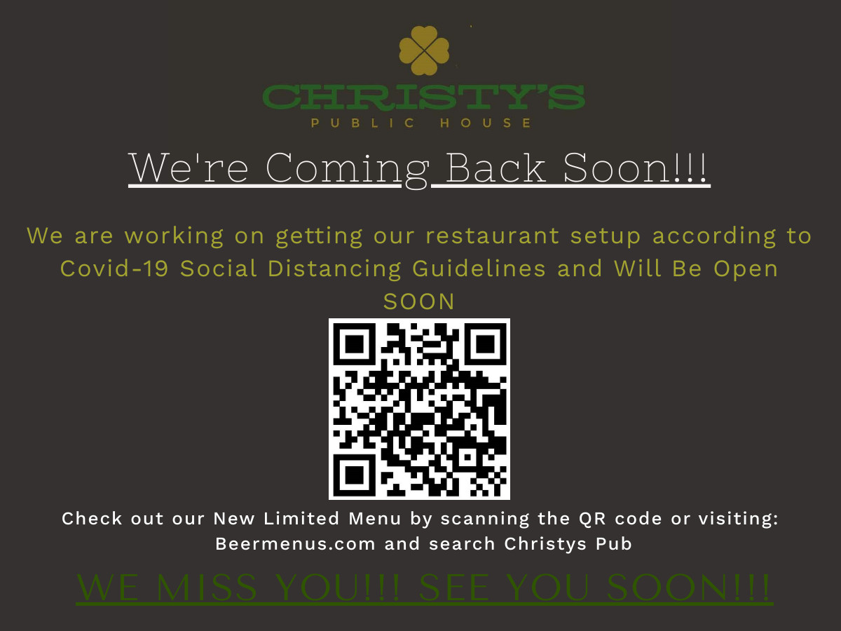 Christy's Irish Pub Menu