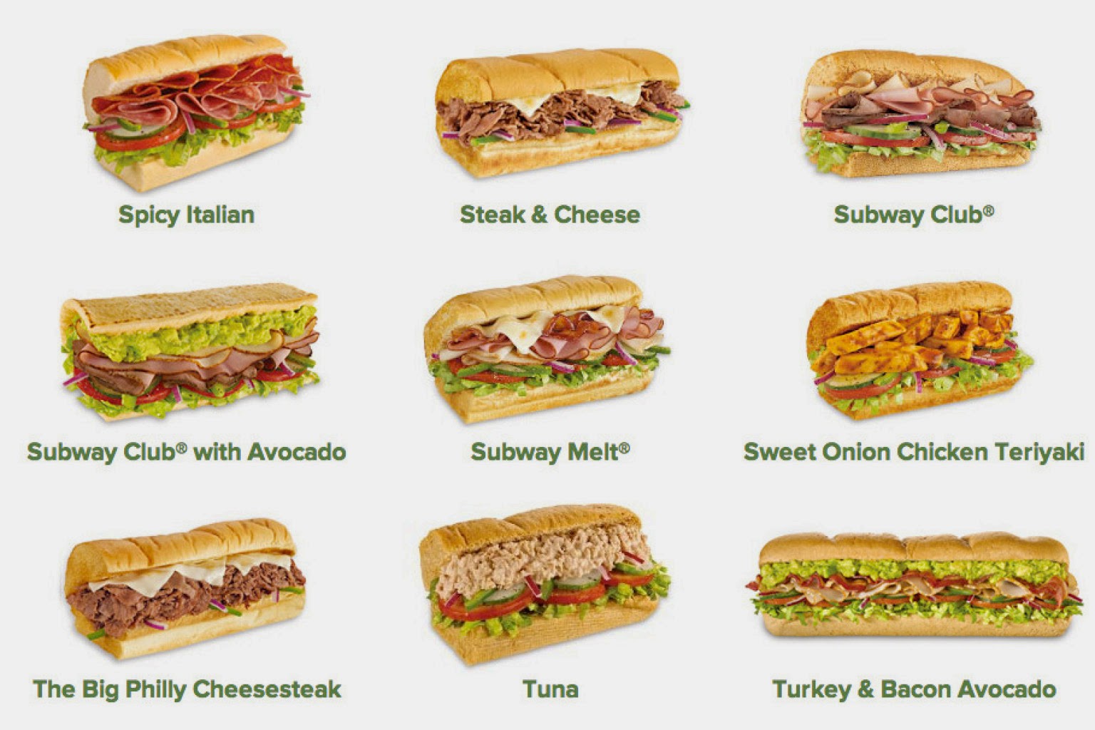 Subway Menu