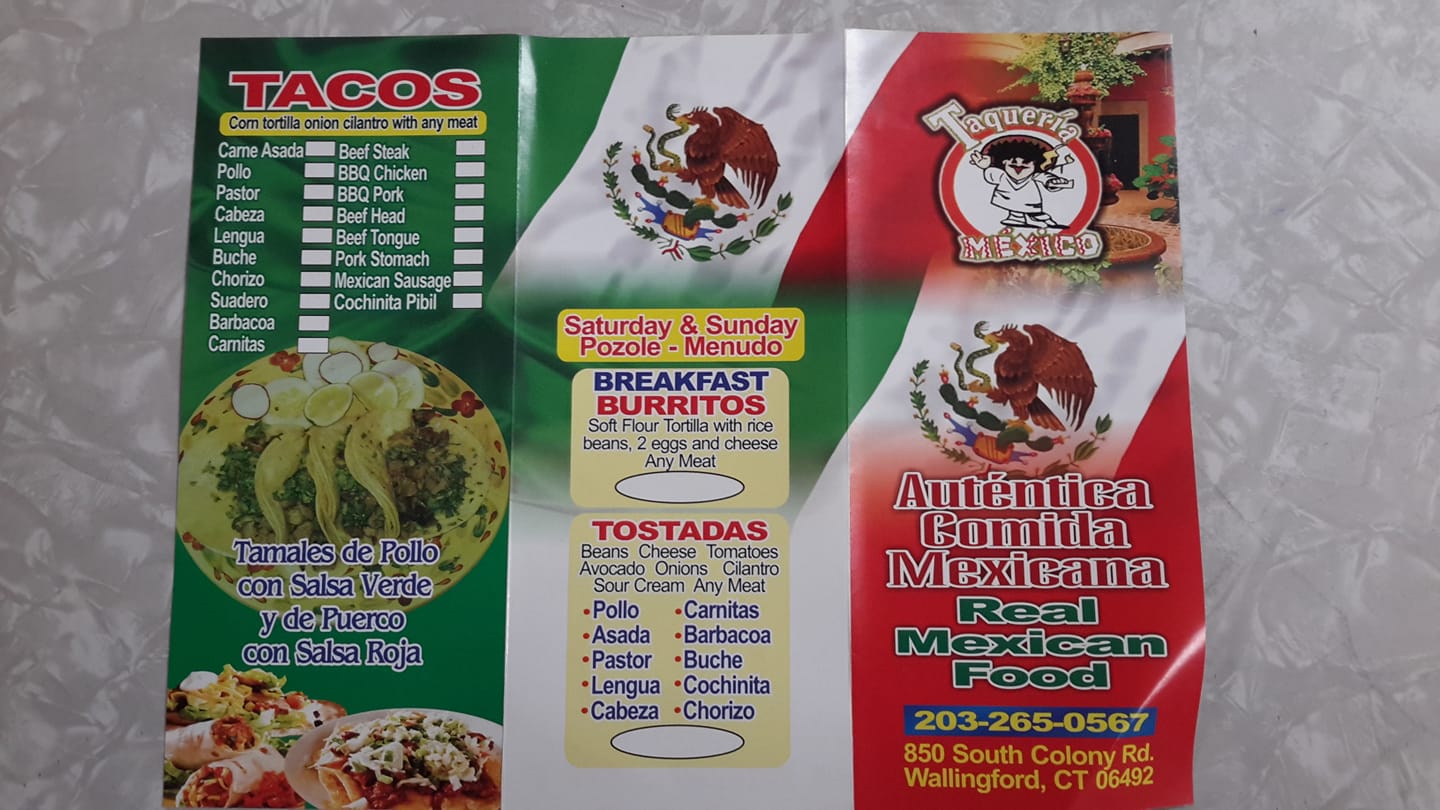 Mexcalli Taqueria Mexicana Menu