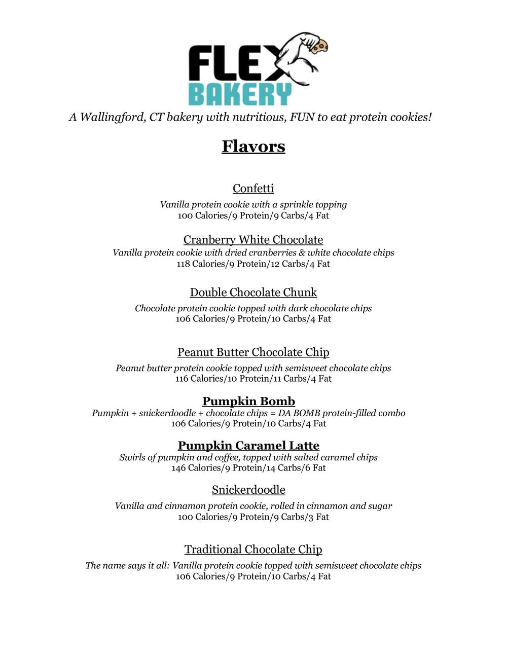 Flex Bakery LLC Menu
