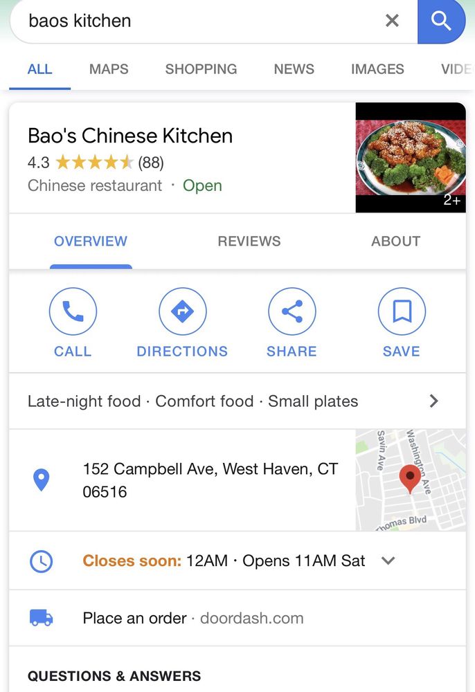 Bao's Chinese Kitchen 152 Campbell Ave, West Haven