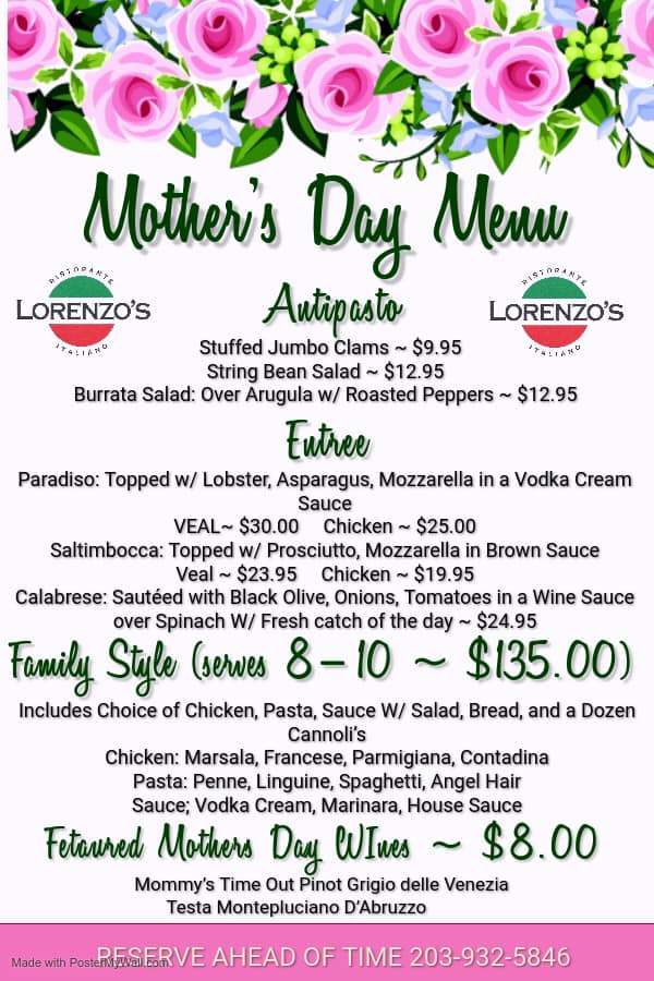Lorenzo's Ristorante Italiano 39 Elm St, West Haven