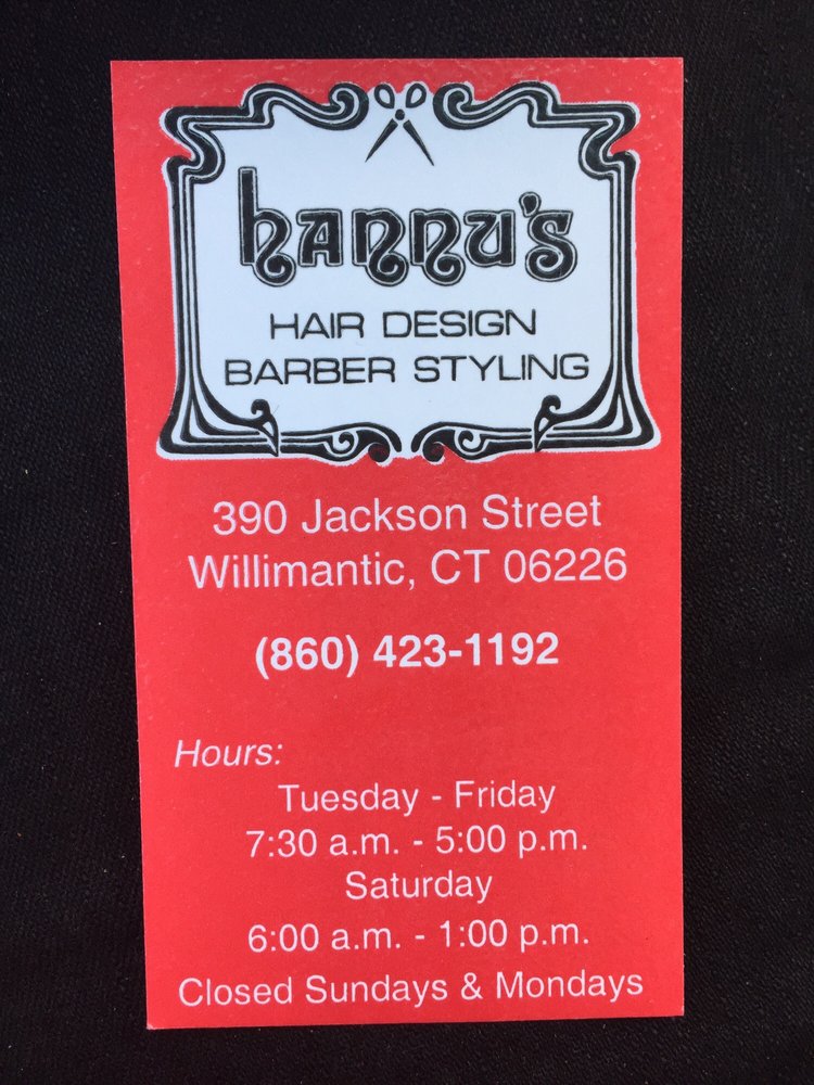 Hannu's Barber Shop 390 Jackson St, Willimantic Connecticut 06226