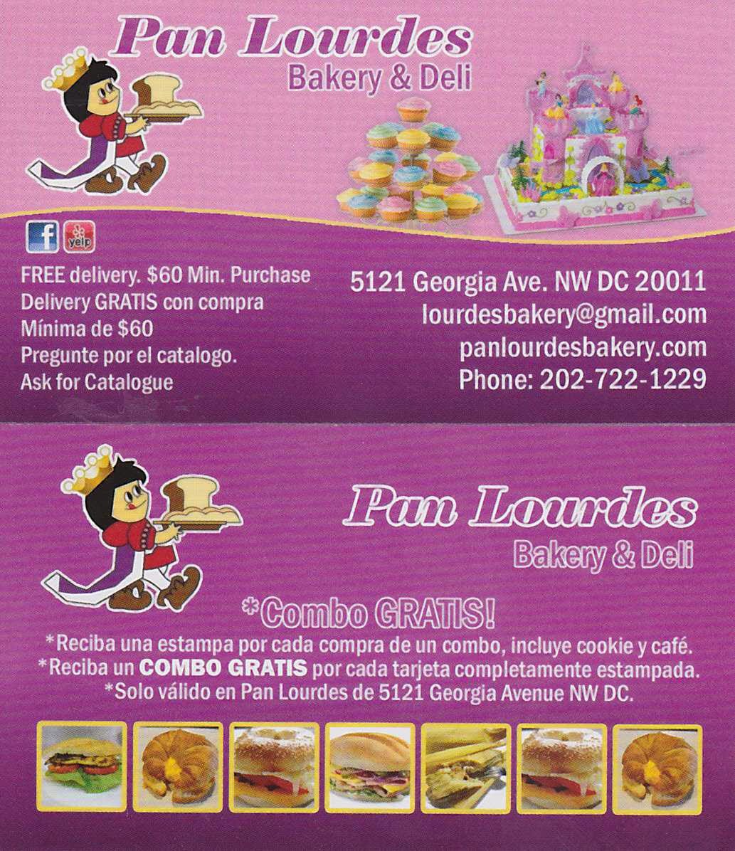 Pan Lourdes Bakery Menu