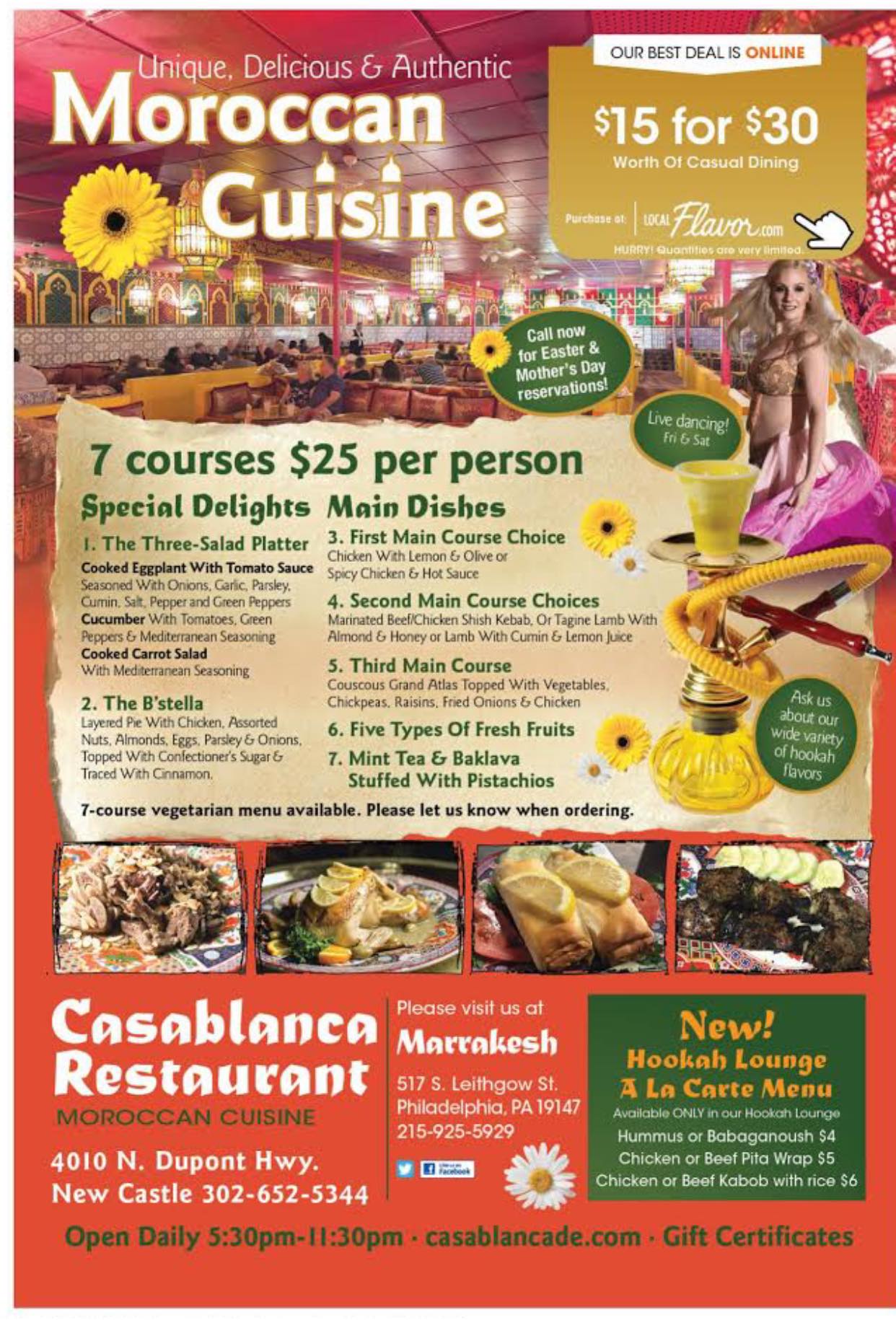 Casablanca Moroccan Restaurant 4010 N Dupont Hwy, New Castle
