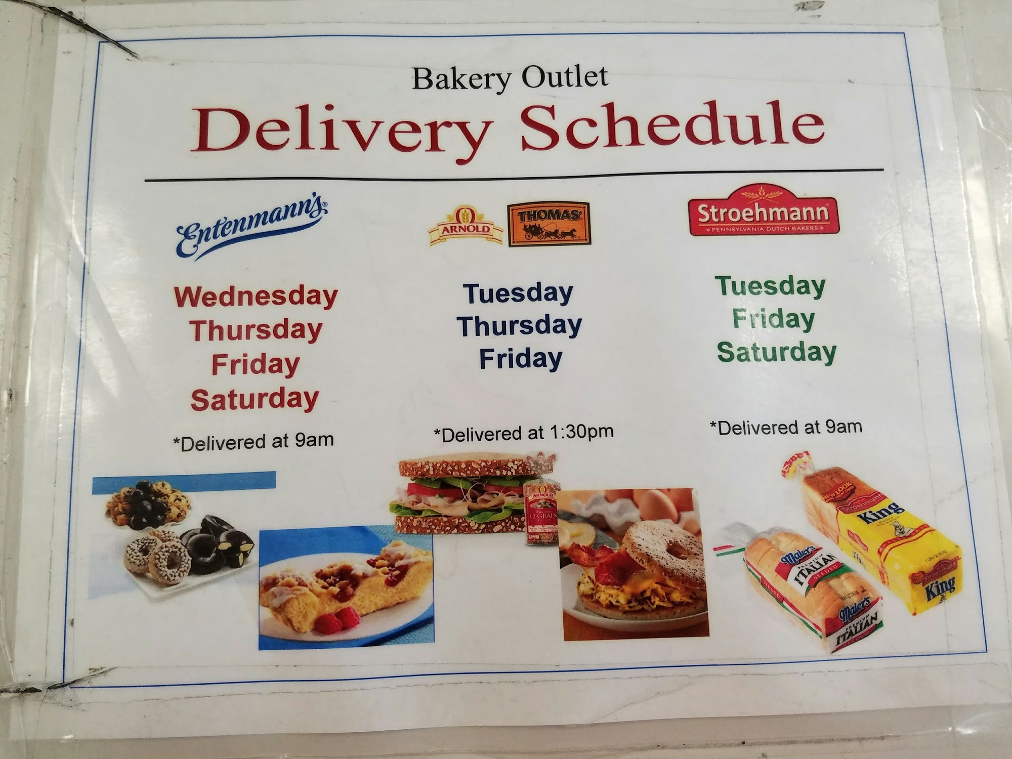 Entenmann's Bakery Outlet Menu