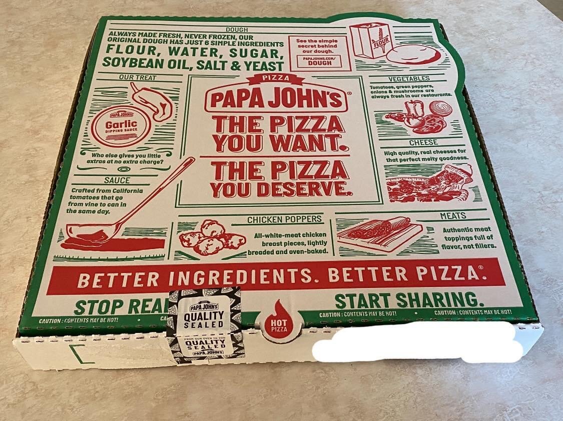 Papa Johns Pizza Menu