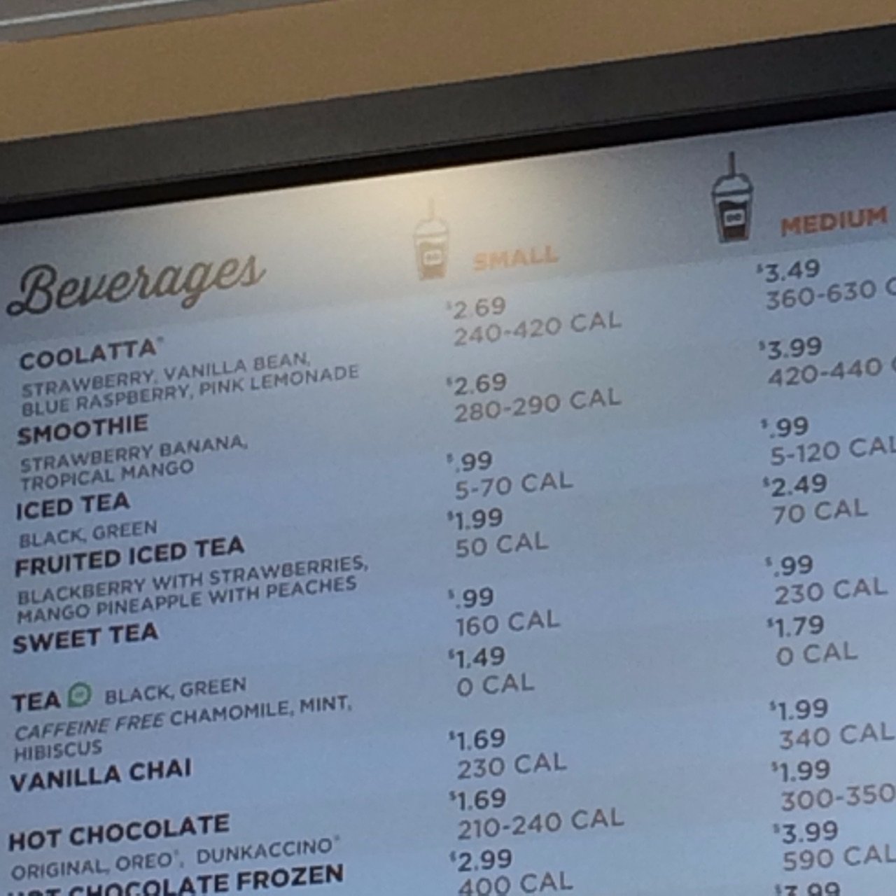 Dunkin' Menu