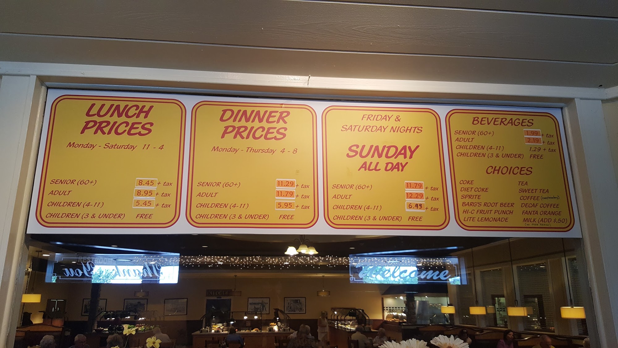 Duff's Original Buffet Menu