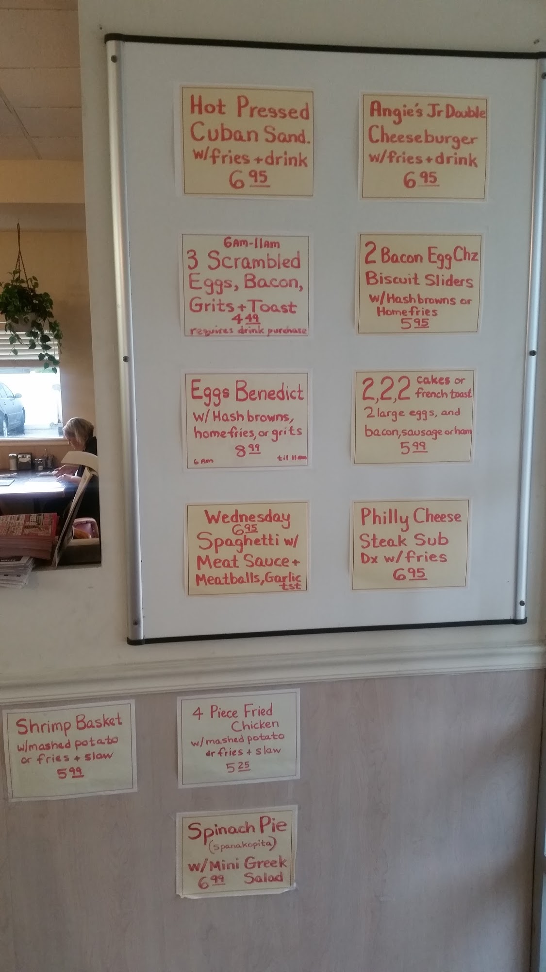 Angie's Restaurant Menu