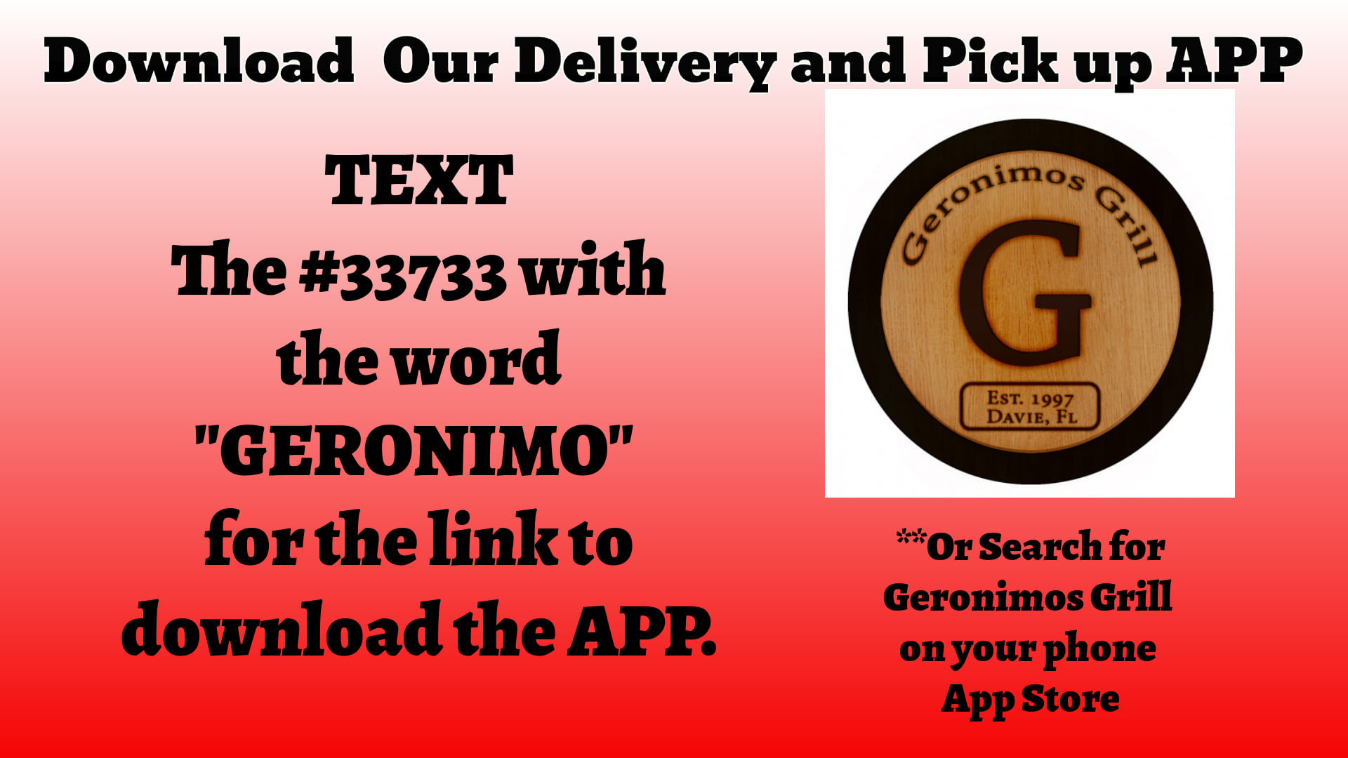 Geronimos Grill 5810 S University Dr #121, Davie