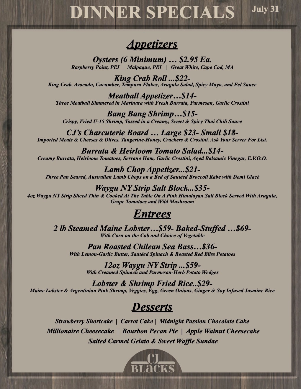 CJ Blacks Restaurant & Bar 11300 W State Rd 84, Davie