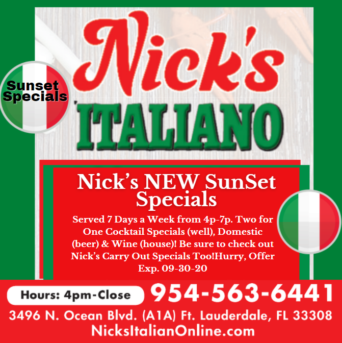 Nick's Italian Restaurant 3496 N Ocean Blvd, Fort Lauderdale