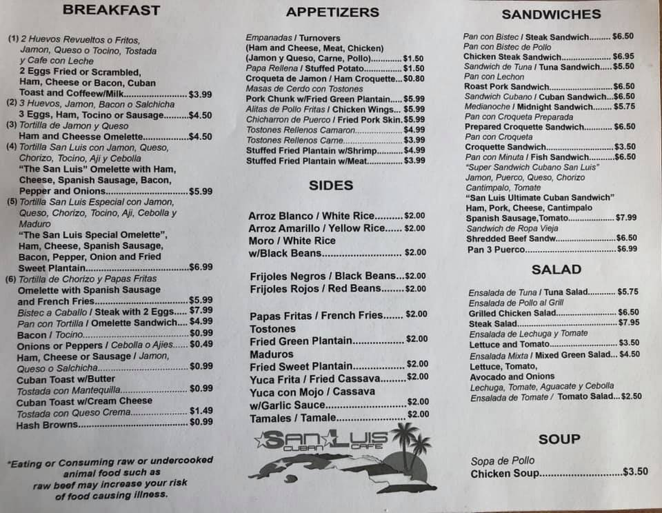 San Luis Cuban Cafe Restaurant 12995 S Cleveland Ave Suite #170, Fort Myers