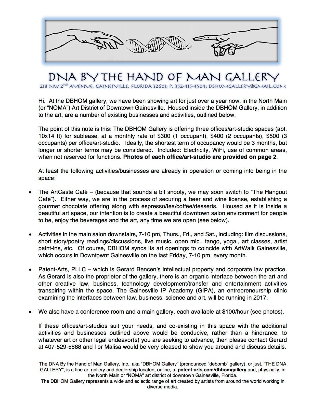 Patent-Arts, PLLC/DNA by the Hand of Man Gallery, INC Menu
