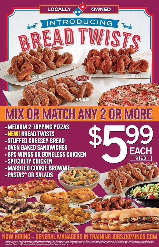 Domino's Pizza Menu