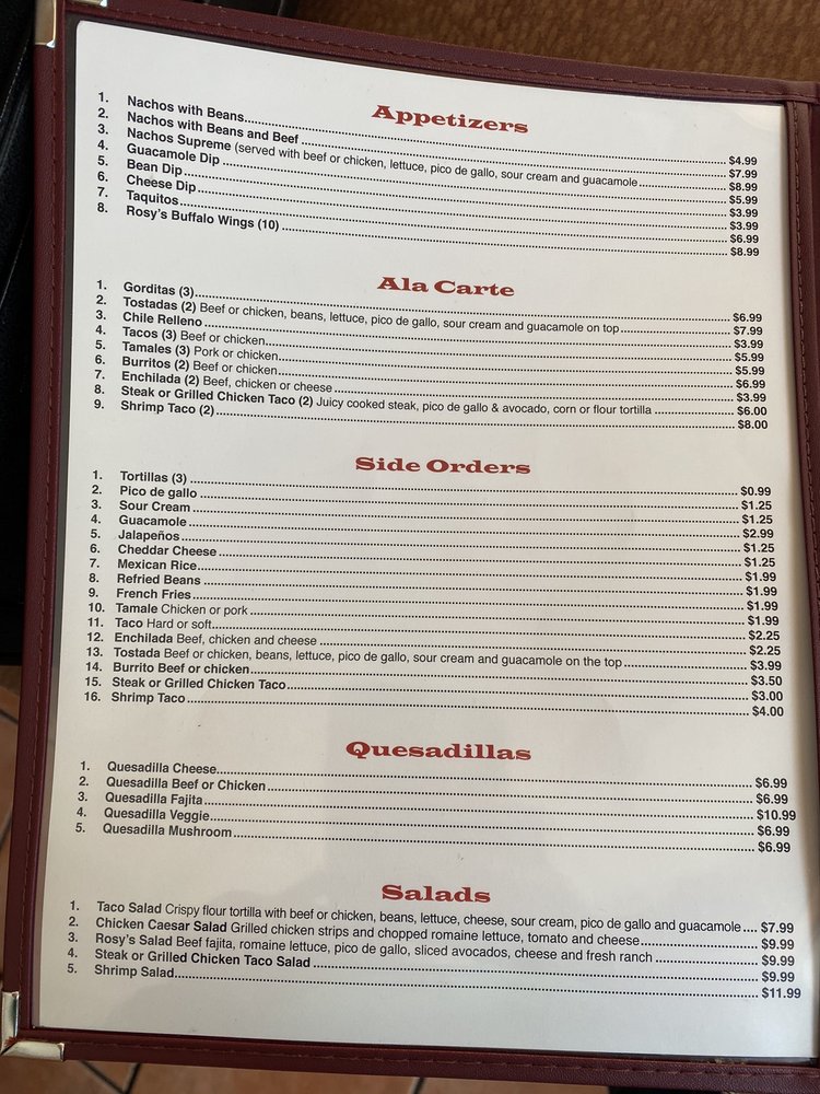 Rosy’s Mexican Restaurant 4268 Oldfield Crossing Dr #107, Jacksonville